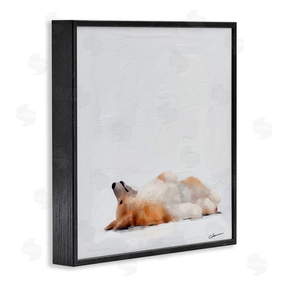 Mary Sparrow Resting Daydreamer Corgi Black Framed Giclee Wall Art Print