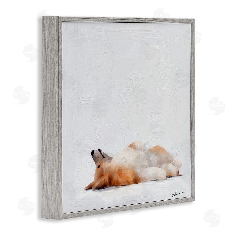 Mary Sparrow Resting Daydreamer Corgi Gray Framed Giclee Wall Art Print