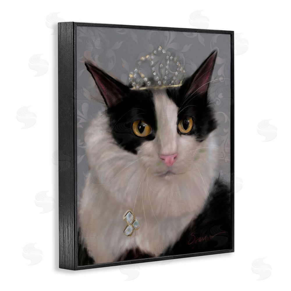 Mary Sparrow Little Princess Cat Black Framed Giclee Wall Art Print