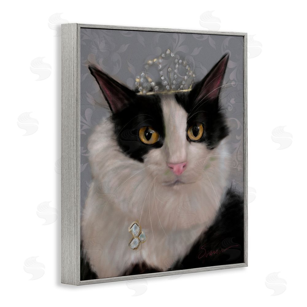 Mary Sparrow Little Princess Cat Gray Framed Giclee Wall Art Print