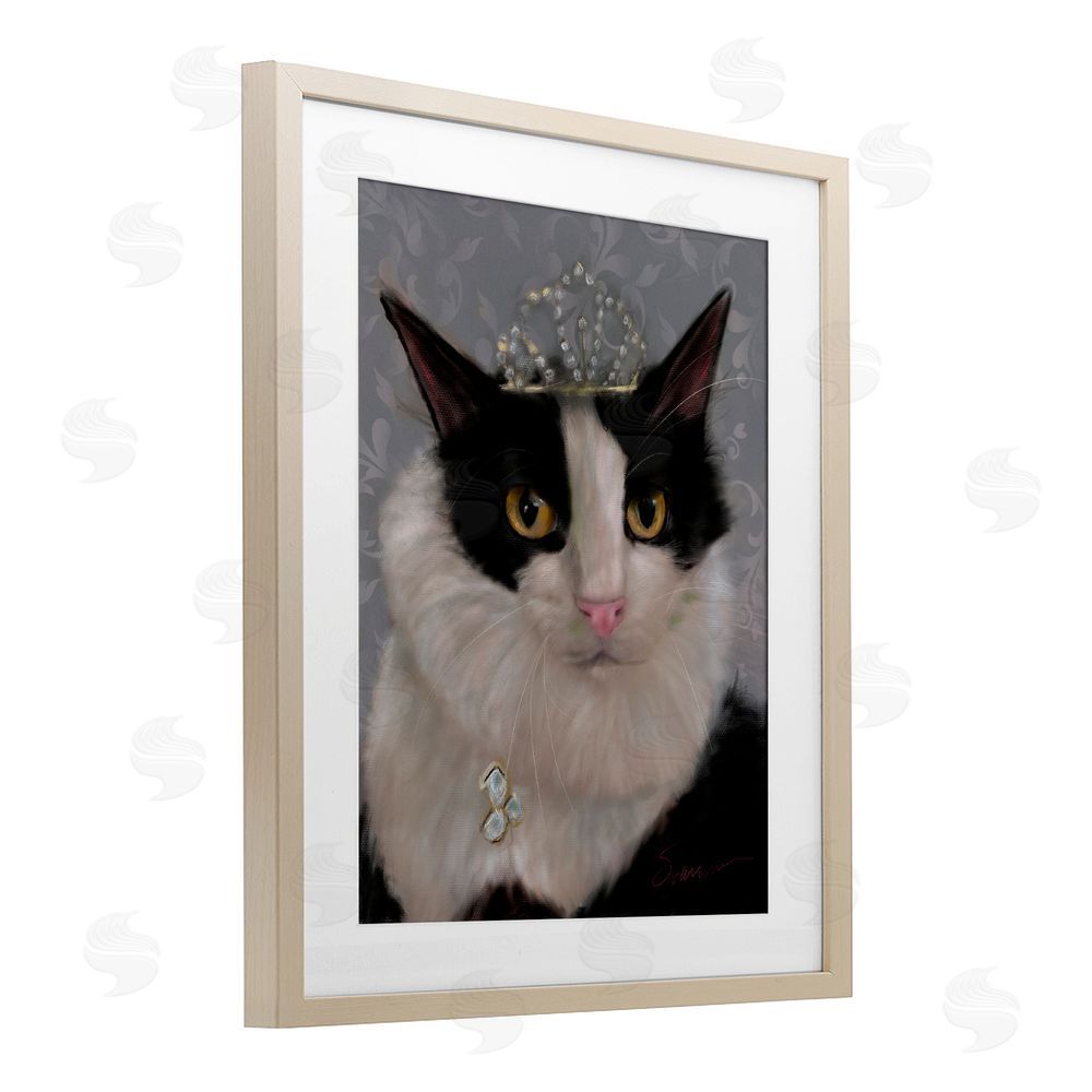 Mary Sparrow Little Princess Cat Birch Framed Print Under Glass with White Mat Wall Art