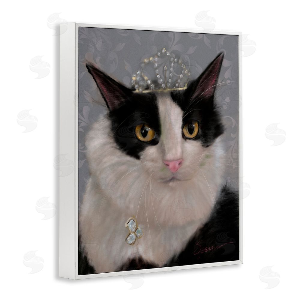 Mary Sparrow Little Princess Cat White Framed Giclee Wall Art Print