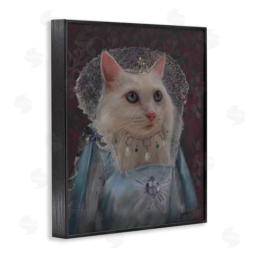 Mary Sparrow Long Live Queen Cat Black Framed Giclee Wall Art Print