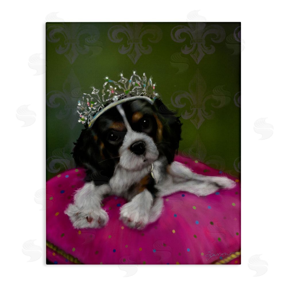 Mary Sparrow Princess Pippa Crowned Puppy Canvas Wall Art Print