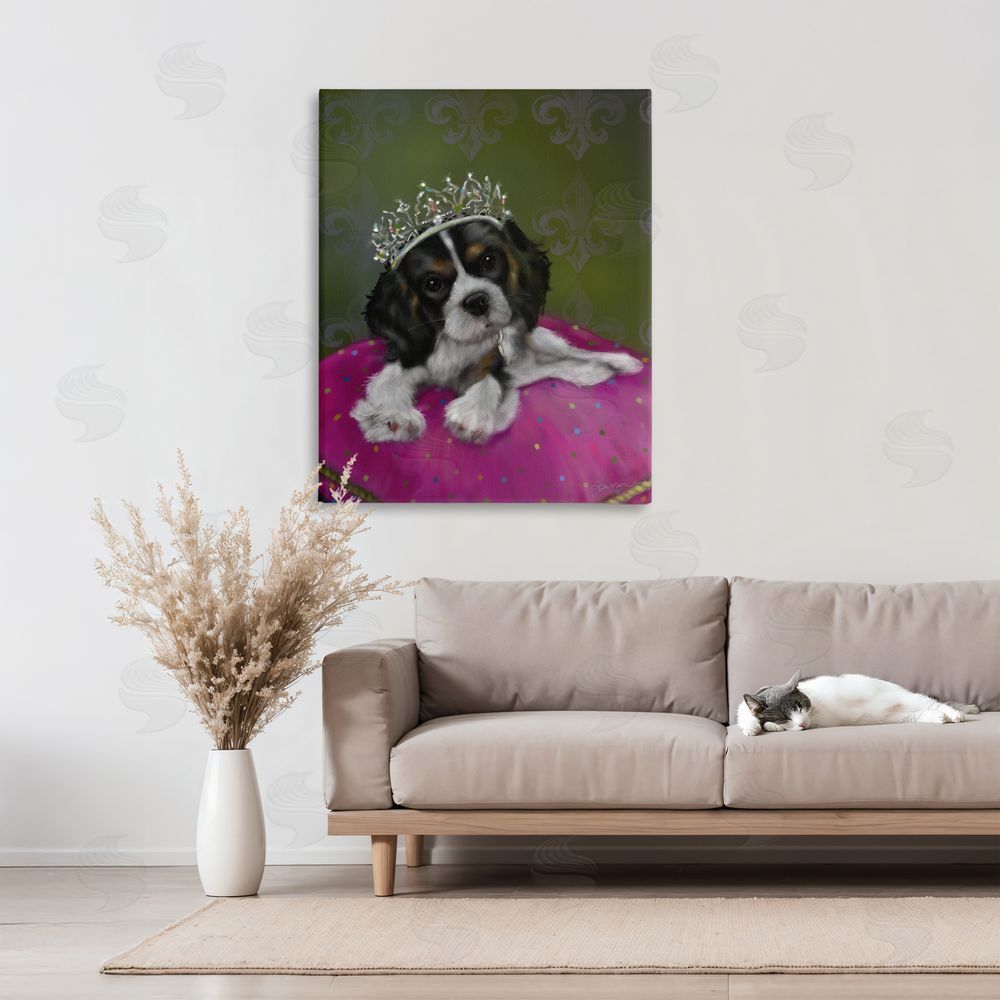 Mary Sparrow Princess Pippa Crowned Puppy Canvas Art on Wall