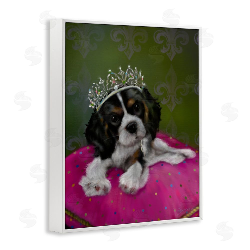 Mary Sparrow Princess Pippa Crowned Puppy White Framed Giclee Wall Art Print