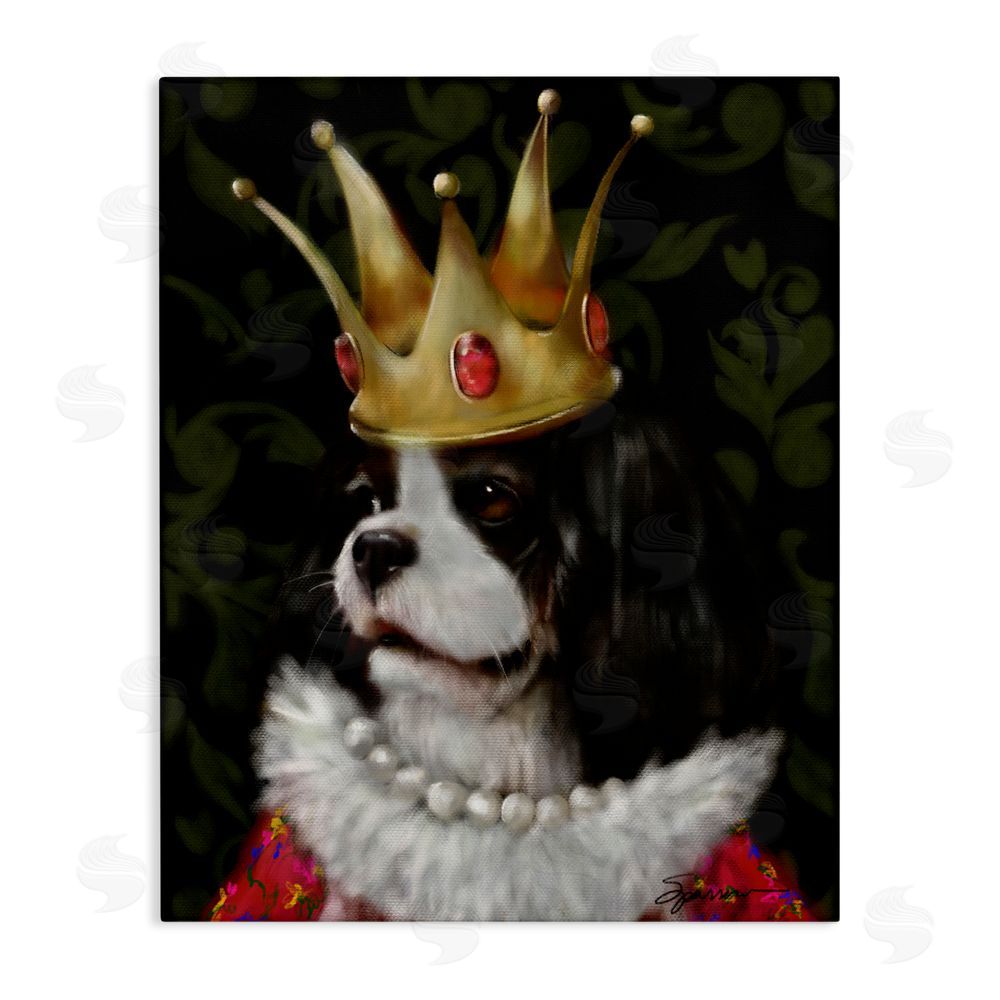 Mary Sparrow Queenie Dog with Gold Crown Canvas Wall Art Print