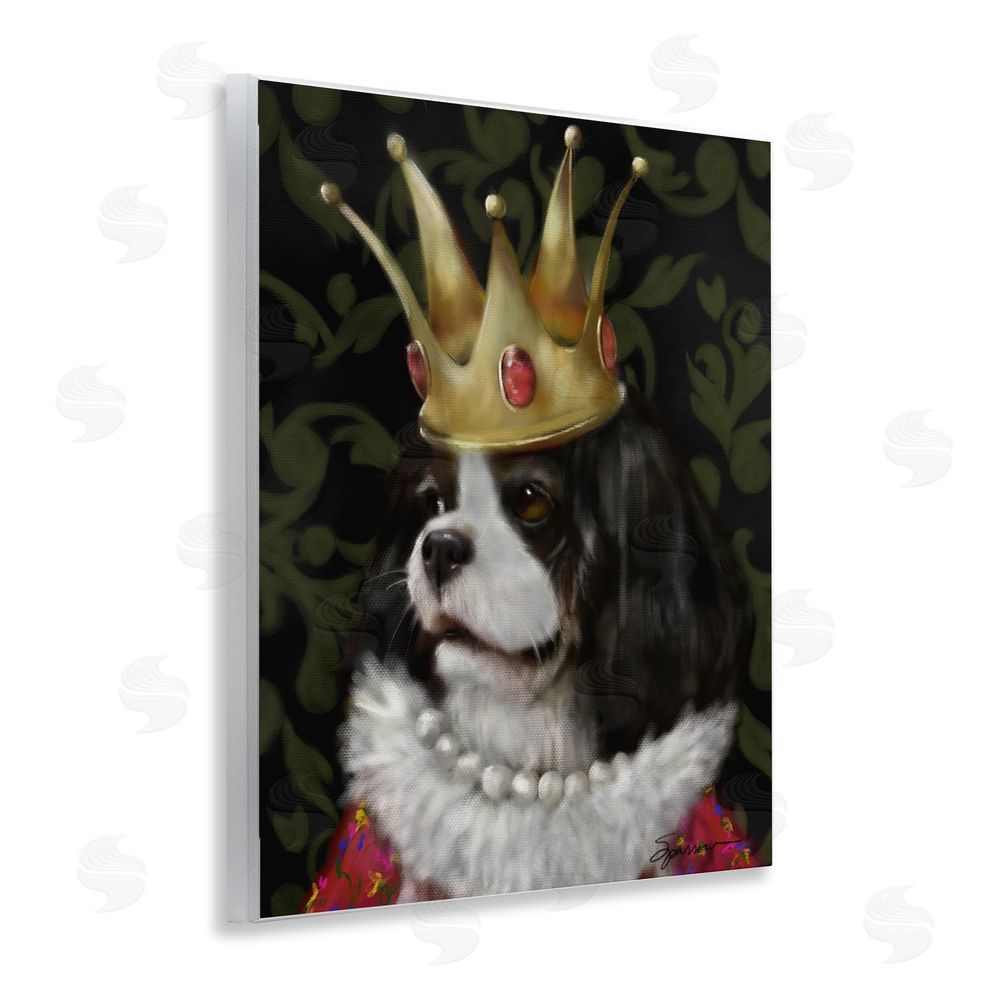 Mary Sparrow Queenie Dog with Gold Crown Wall Plaque Art Print
