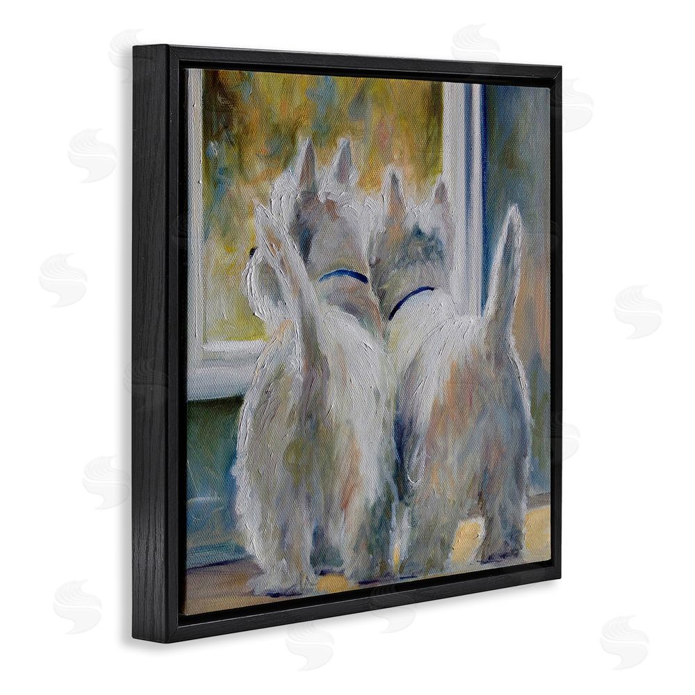 Mary Sparrow Five O'Clock Watching Dogs Black Floating Frame Canvas Wall Art Print