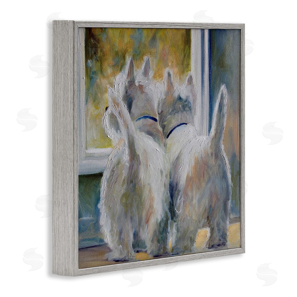 Mary Sparrow Five O'Clock Watching Dogs Gray Framed Giclee Wall Art Print