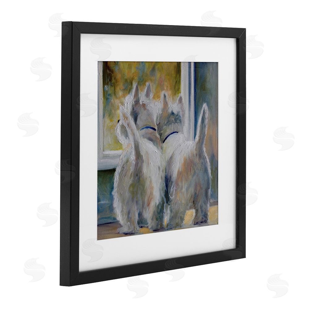 Mary Sparrow Five O'Clock Watching Dogs Black Framed Print Under Glass with White Mat Wall Art
