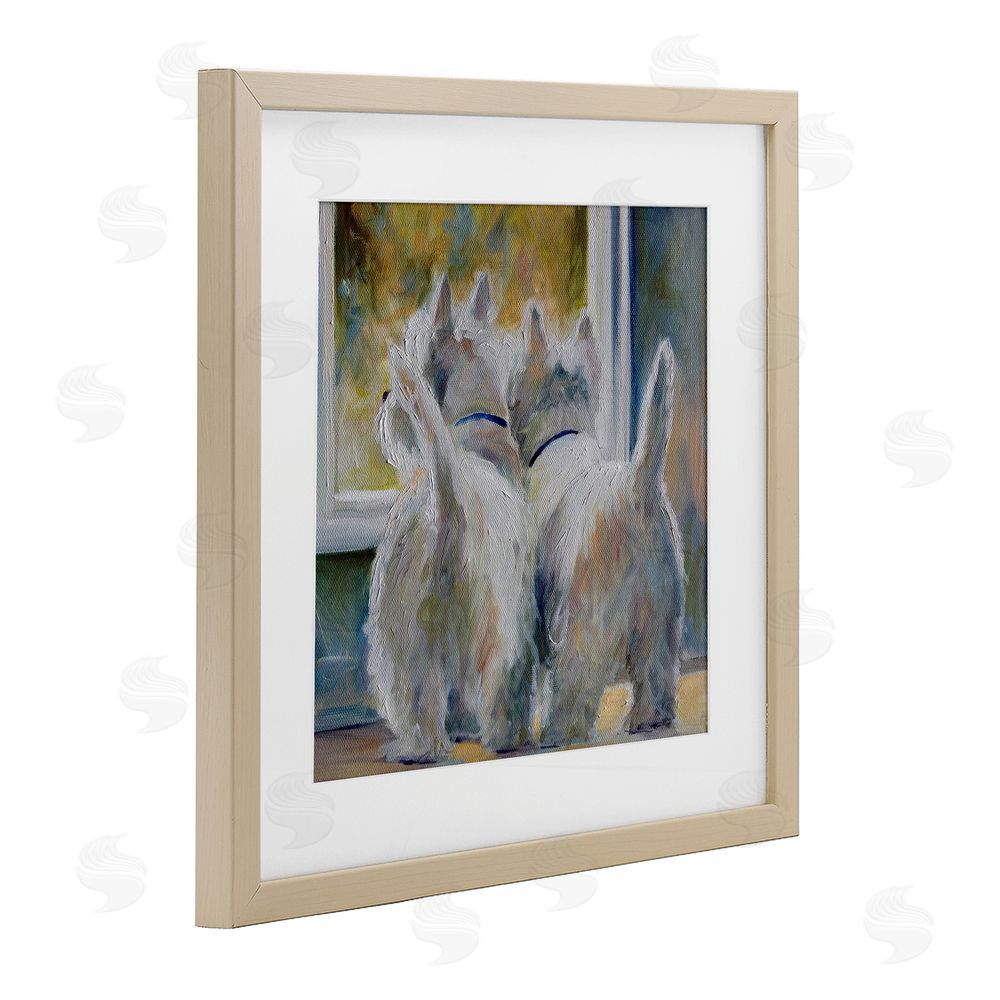 Mary Sparrow Five O'Clock Watching Dogs Birch Framed Print Under Glass with White Mat Wall Art