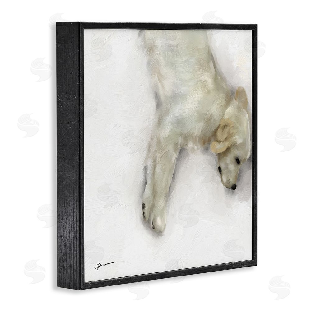 Mary Sparrow Sweet Cream Sleeping Puppy Black Framed Giclee Wall Art Print