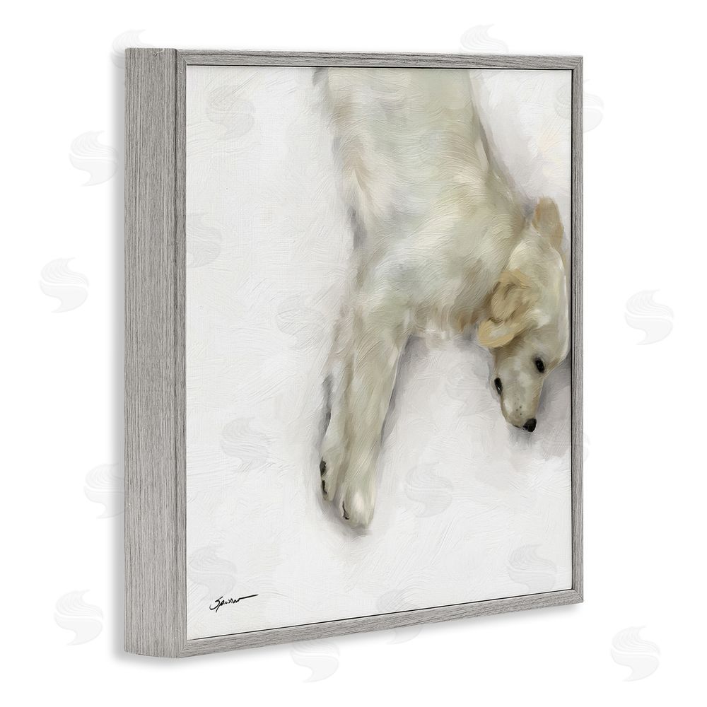 Mary Sparrow Sweet Cream Sleeping Puppy Gray Framed Giclee Wall Art Print