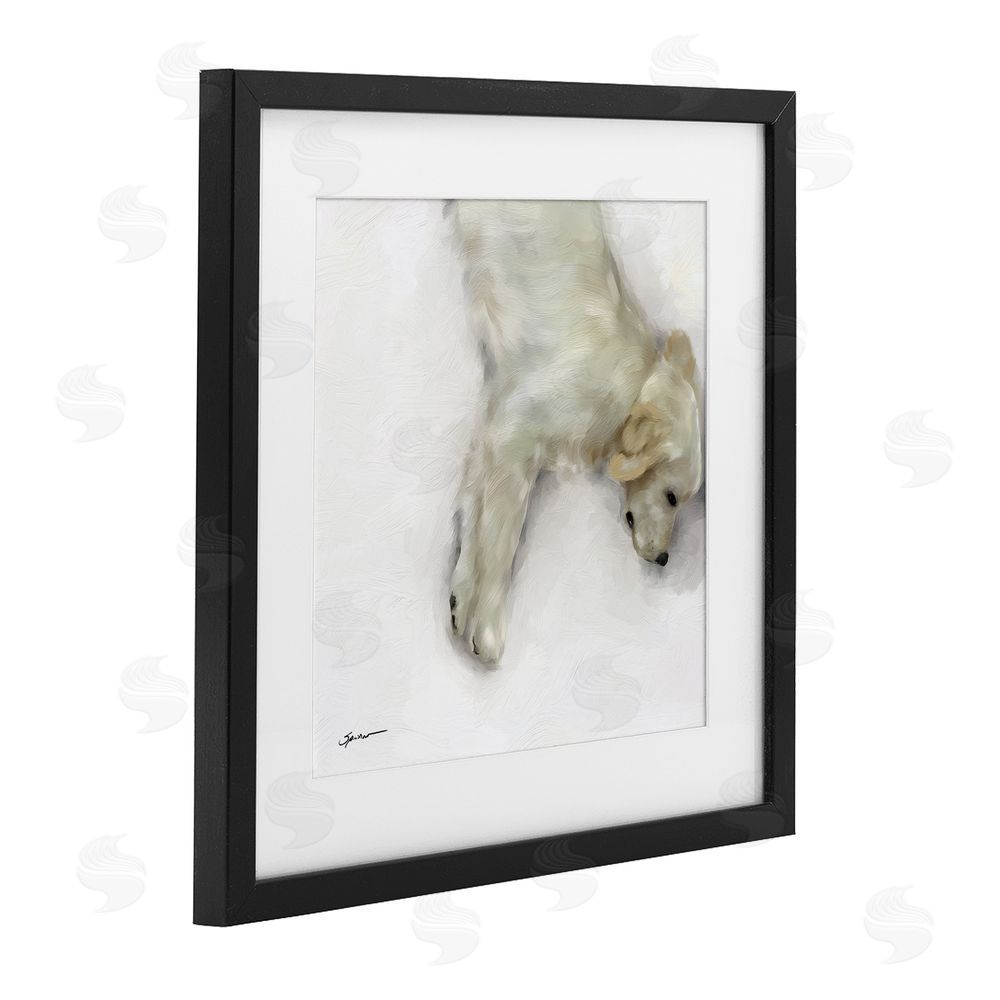 Mary Sparrow Sweet Cream Sleeping Puppy Black Framed Print Under Glass with White Mat Wall Art