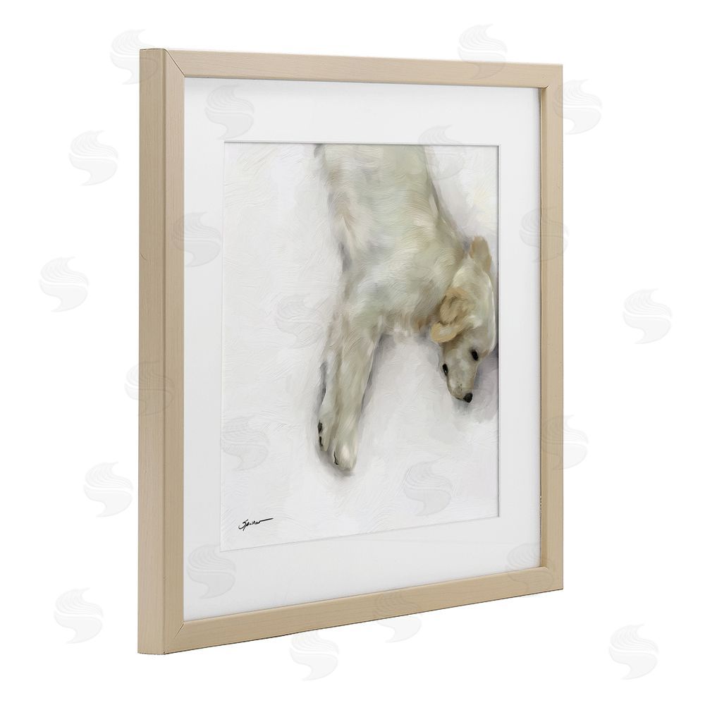 Mary Sparrow Sweet Cream Sleeping Puppy Birch Framed Print Under Glass with White Mat Wall Art