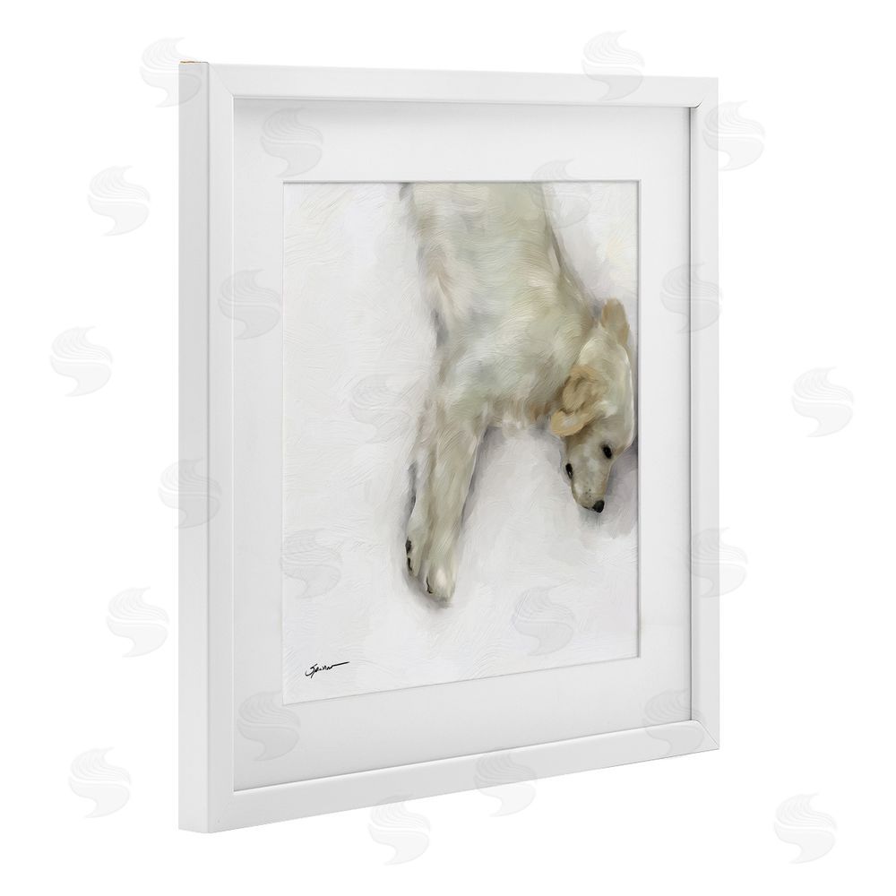 Mary Sparrow Sweet Cream Sleeping Puppy White Framed Print Under Glass with Mat Wall Art