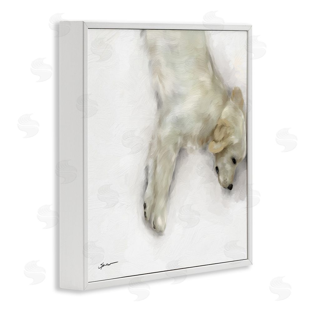 Mary Sparrow Sweet Cream Sleeping Puppy White Framed Giclee Wall Art Print