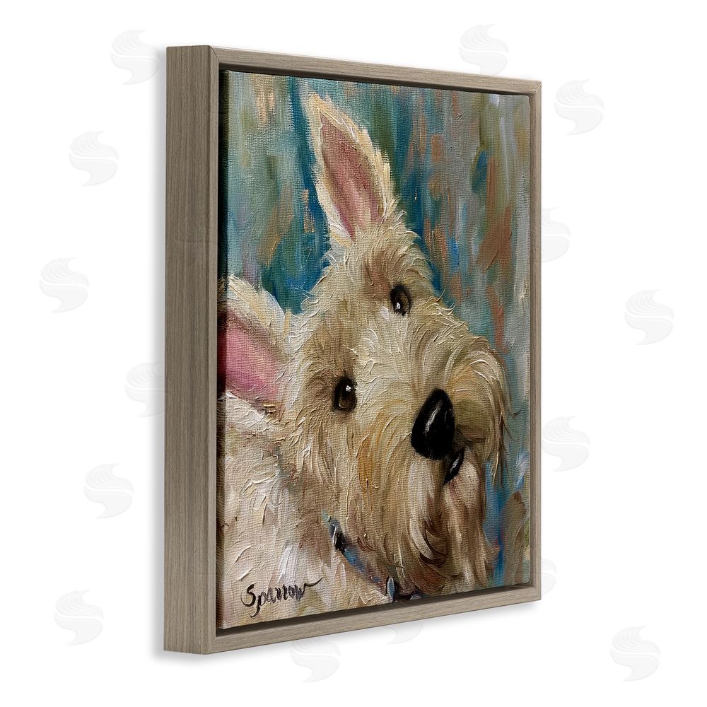 Mary Sparrow Good As Gold Terrier Brown Floating Frame Canvas Wall Art Print