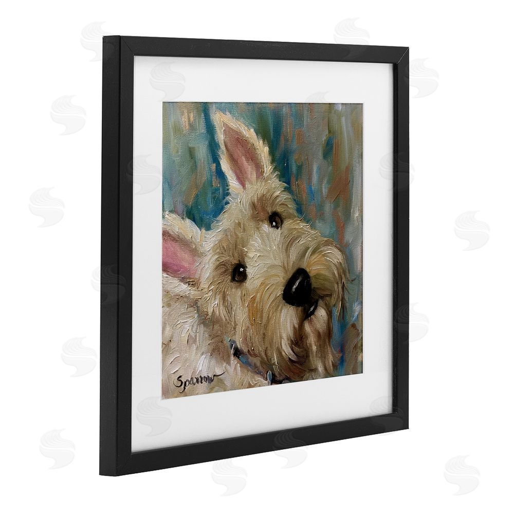Mary Sparrow Good As Gold Terrier Black Framed Print Under Glass with White Mat Wall Art