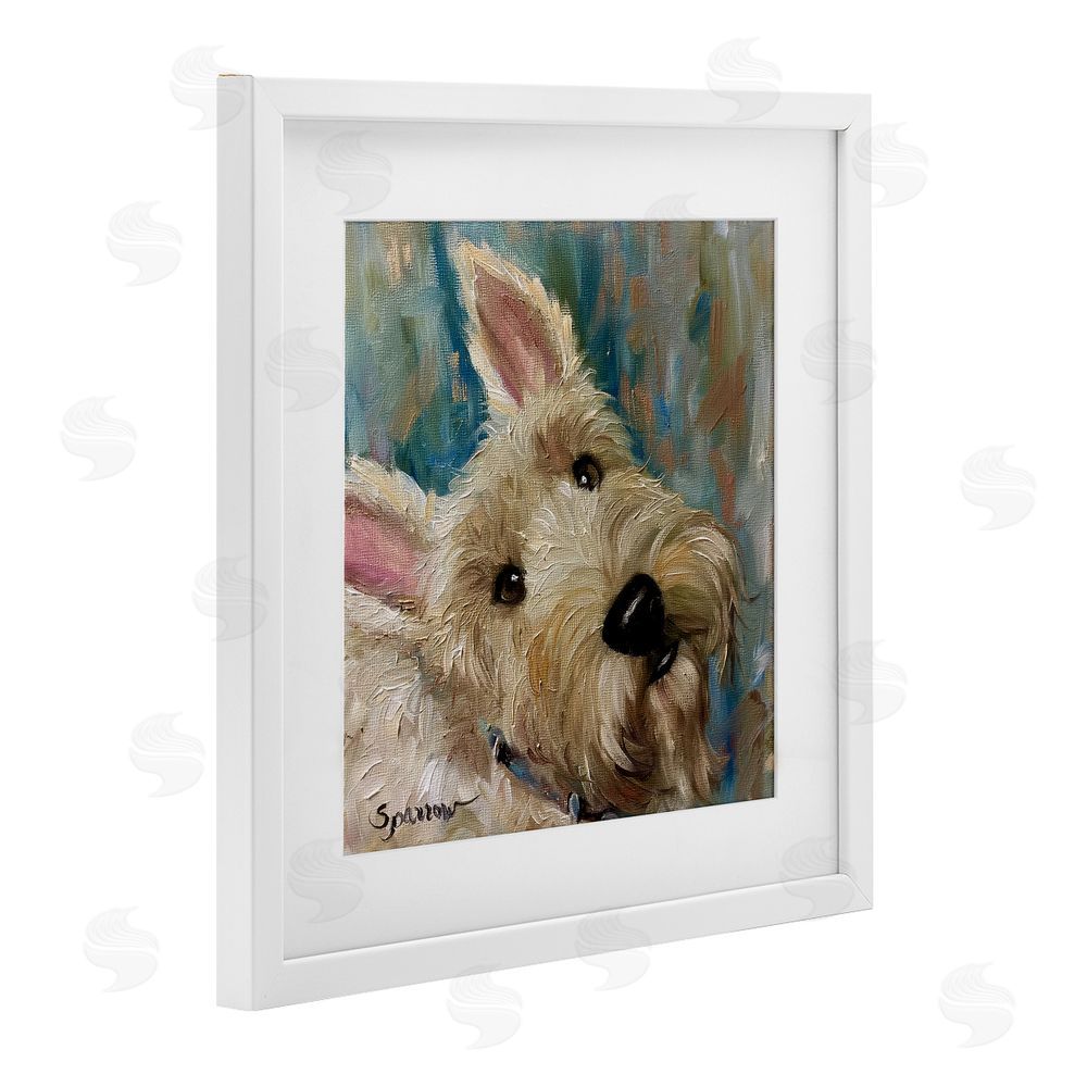 Mary Sparrow Good As Gold Terrier White Framed Print Under Glass with Mat Wall Art