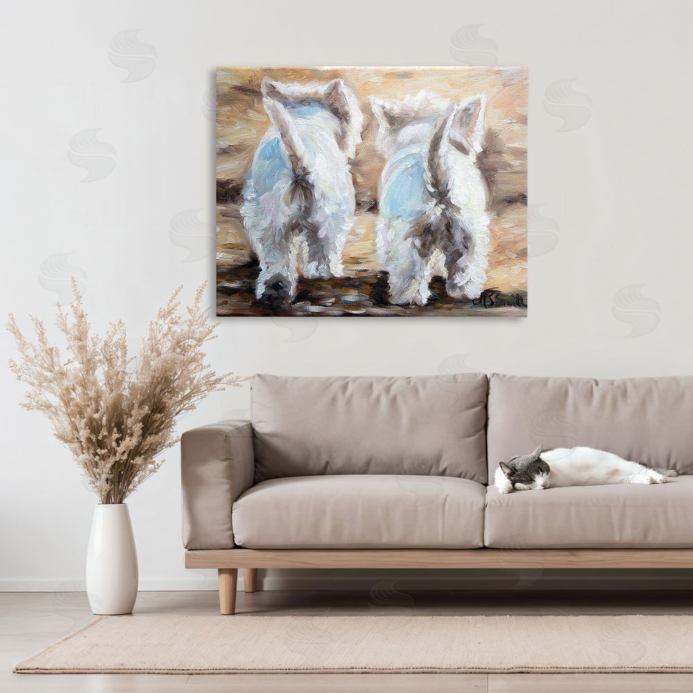 Mary Sparrow Farewell White Puppies Canvas Art on Wall