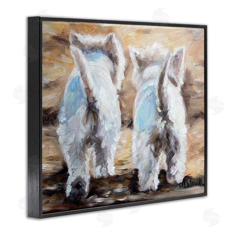 Mary Sparrow Farewell White Puppies Black Framed Giclee Wall Art Print