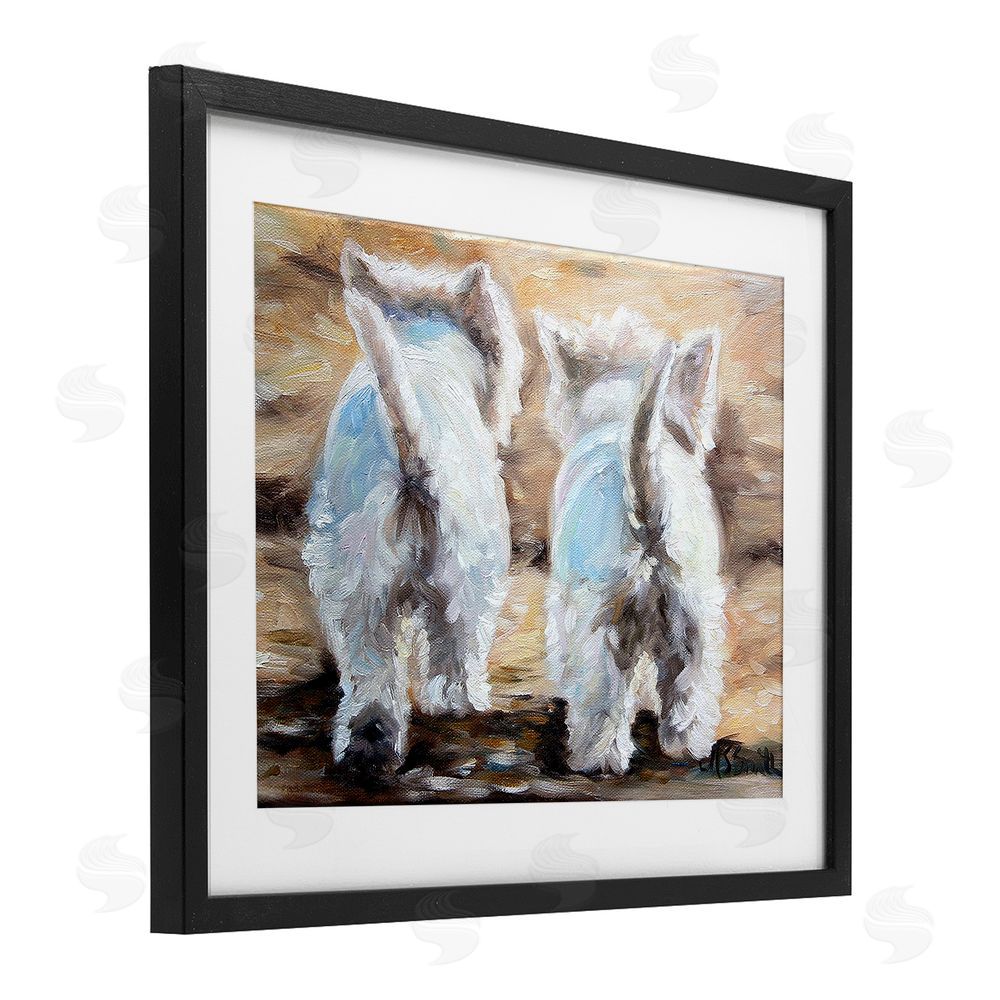 Mary Sparrow Farewell White Puppies Black Framed Print Under Glass with White Mat Wall Art