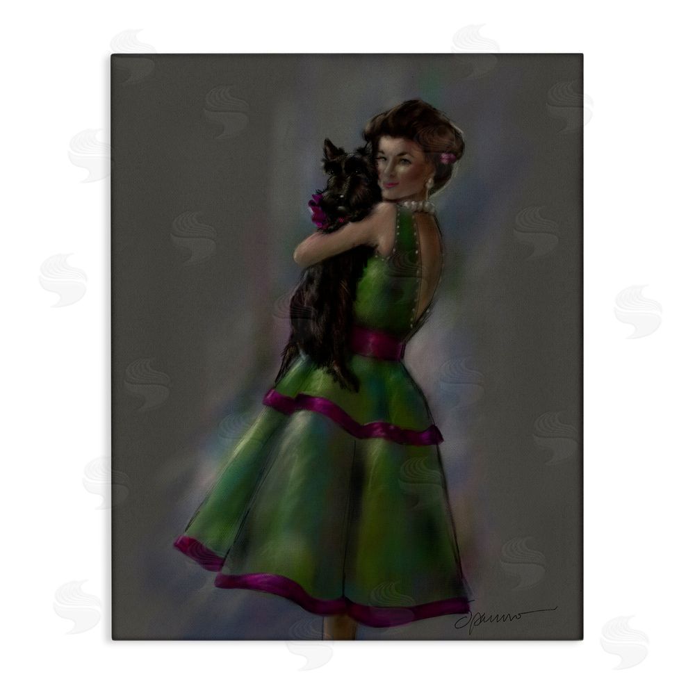 Mary Sparrow Scottie Love Woman & Dog Canvas Wall Art Print