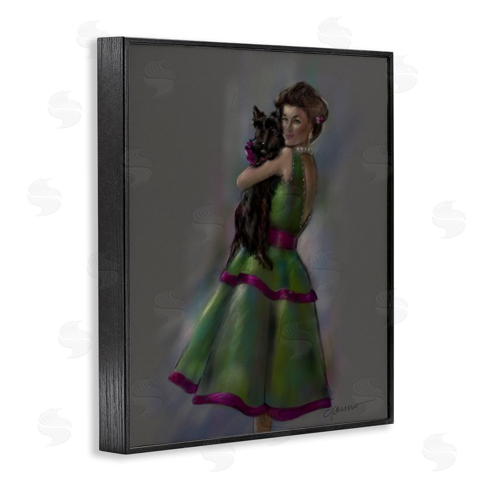 Mary Sparrow Scottie Love Woman & Dog Black Framed Giclee Wall Art Print