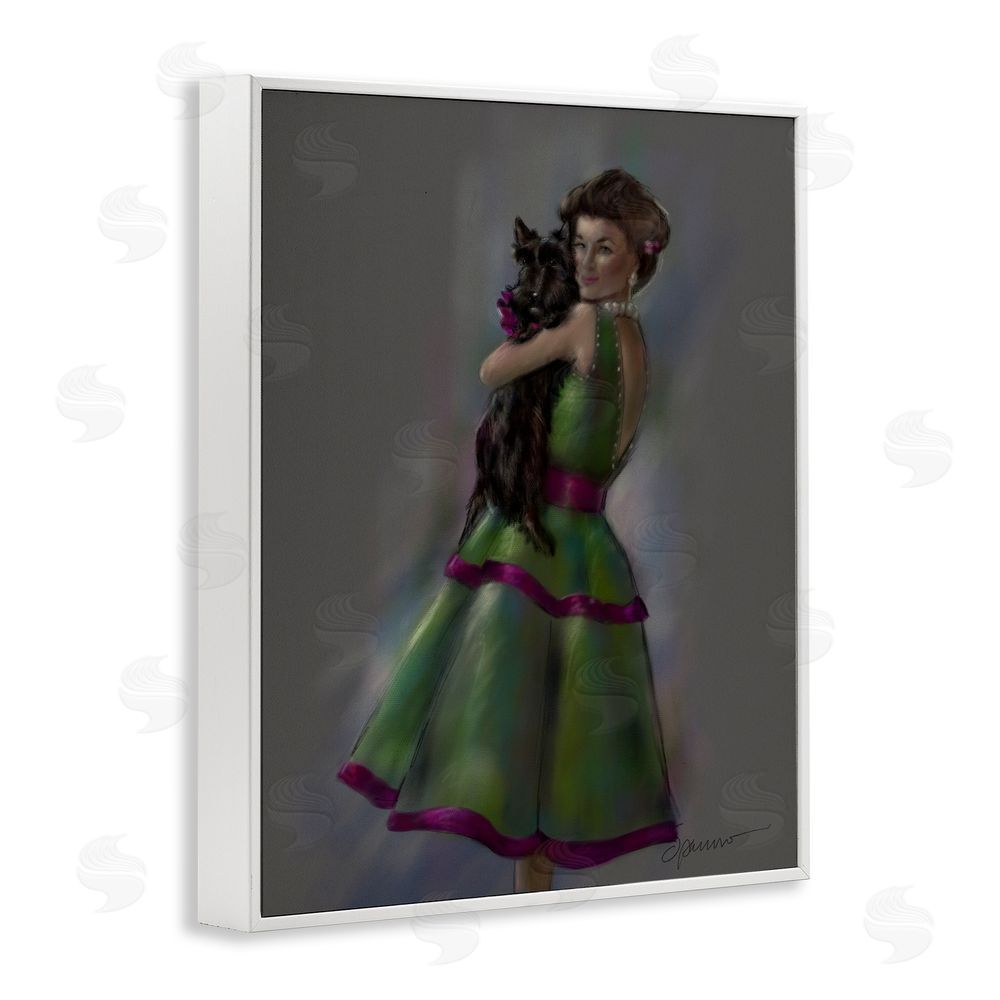 Mary Sparrow Scottie Love Woman & Dog White Framed Giclee Wall Art Print