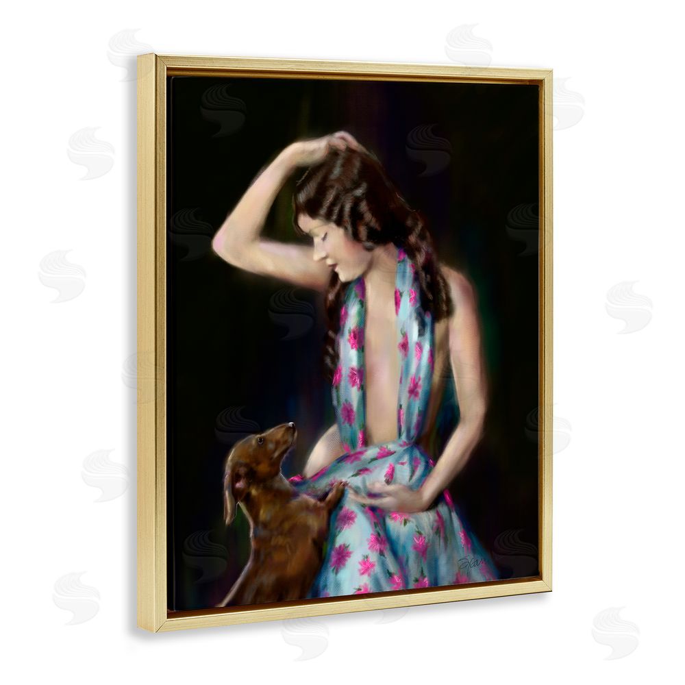 Mary Sparrow Let's Think About It Gold Floating Frame Canvas Wall Art Print