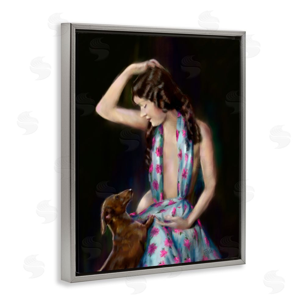 Mary Sparrow Let's Think About It Gray Floating Frame Canvas Wall Art Print