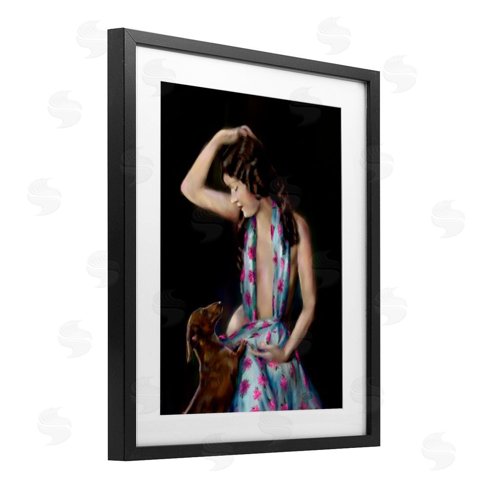 Mary Sparrow Let's Think About It Black Framed Print Under Glass with White Mat Wall Art