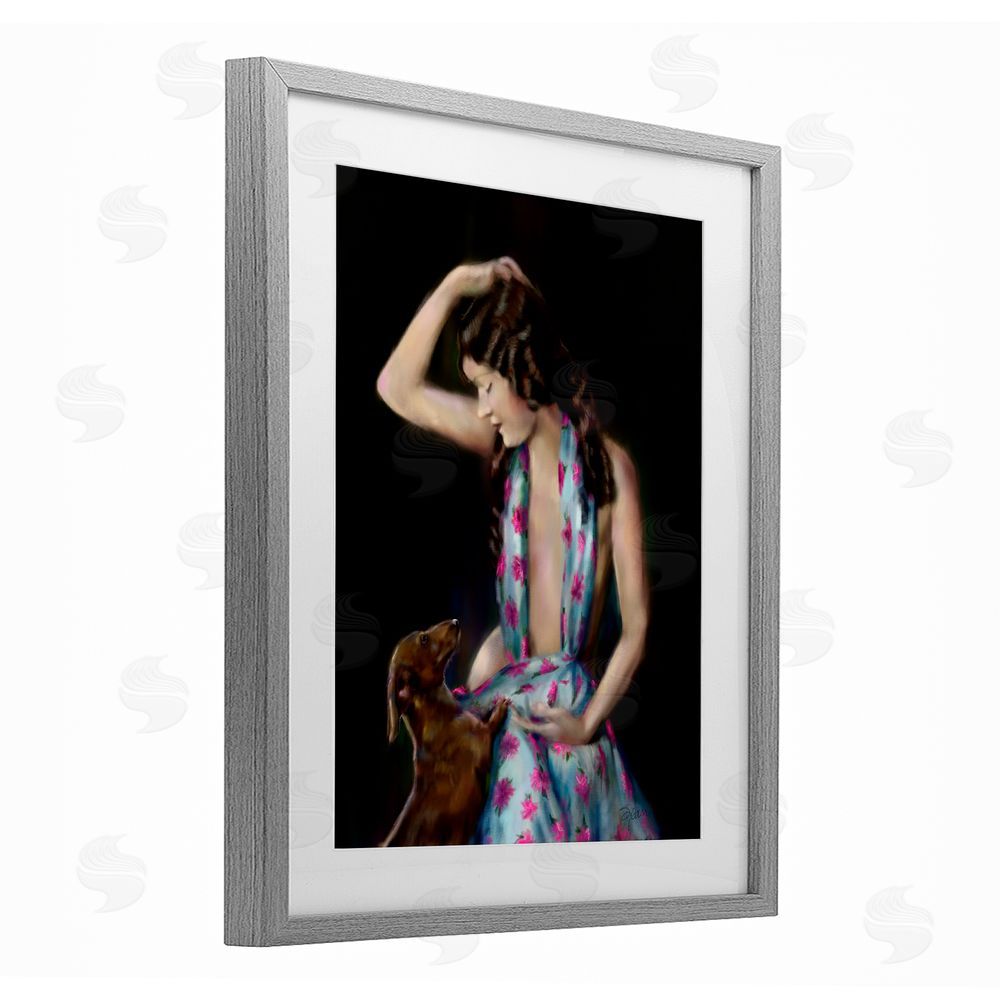 Mary Sparrow Let's Think About It Gray Framed Print Under Glass with White Mat Wall Art
