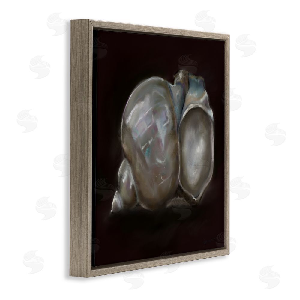 Mary Sparrow Treasure Of Sea Shell Brown Floating Frame Canvas Wall Art Print