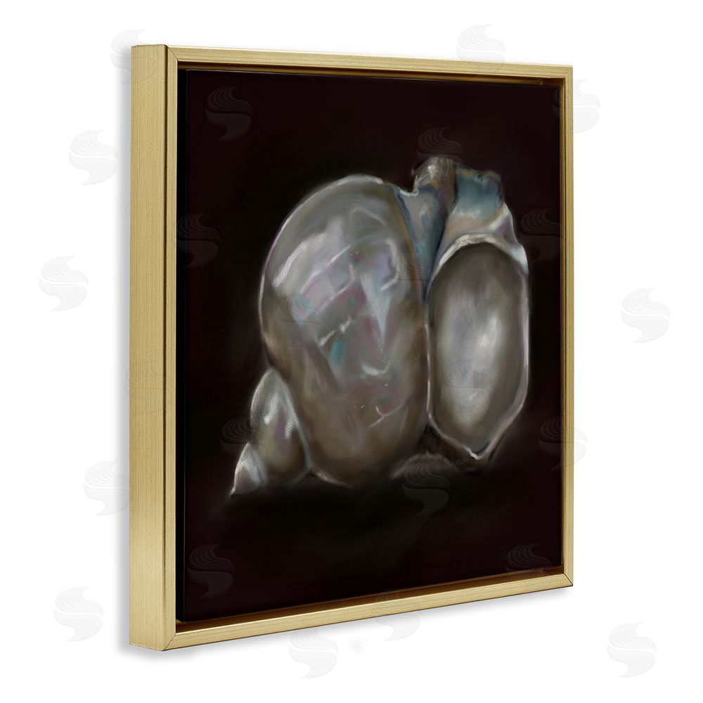 Mary Sparrow Treasure Of Sea Shell Gold Floating Frame Canvas Wall Art Print