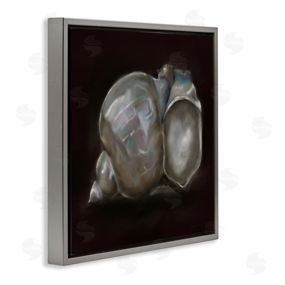 Mary Sparrow Treasure Of Sea Shell Gray Floating Frame Canvas Wall Art Print