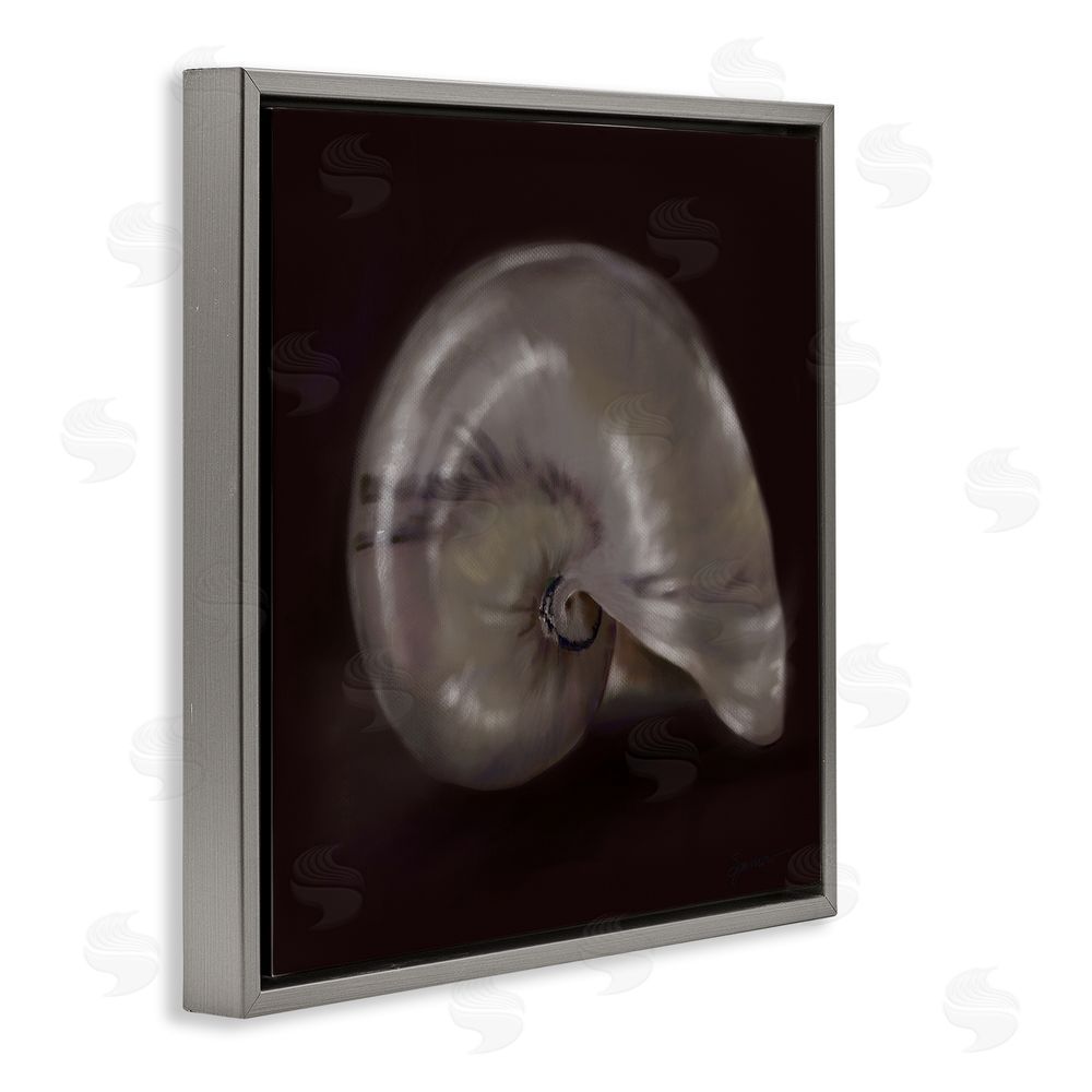 Mary Sparrow Seashell Treasure of Sea Gray Floating Frame Canvas Wall Art Print