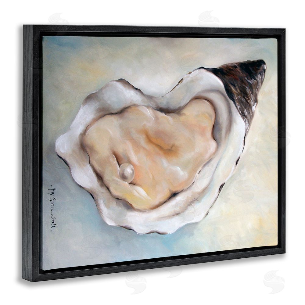 Mary Sparrow Luminescent Oyster Pearl Black Floating Frame Canvas Wall Art Print