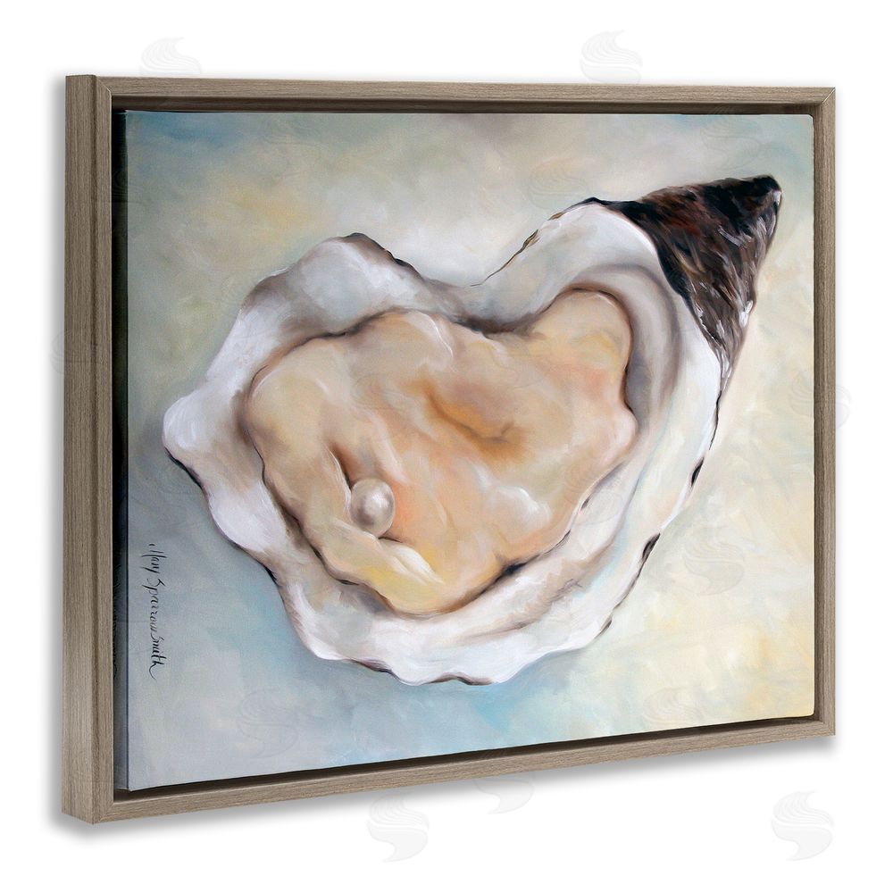 Mary Sparrow Luminescent Oyster Pearl Brown Floating Frame Canvas Wall Art Print
