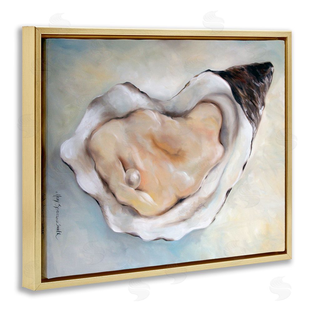 Mary Sparrow Luminescent Oyster Pearl Gold Floating Frame Canvas Wall Art Print
