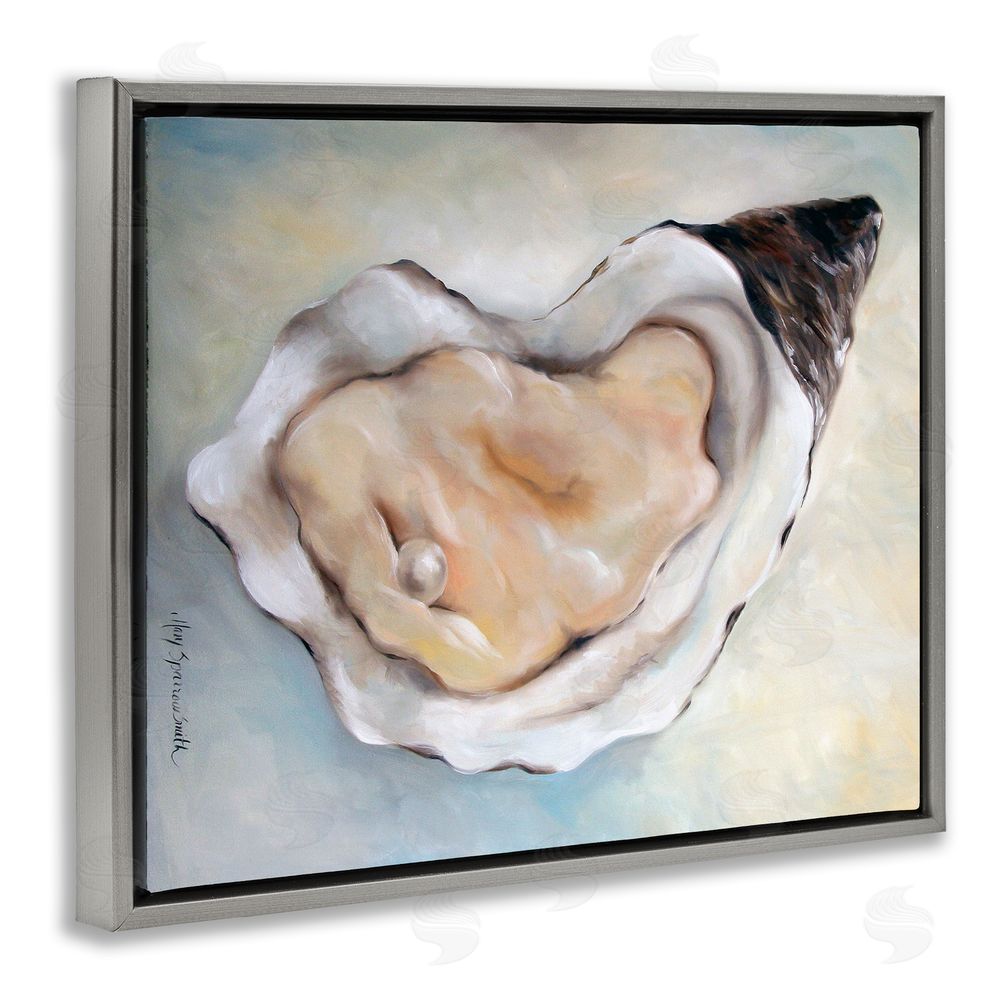 Mary Sparrow Luminescent Oyster Pearl Gray Floating Frame Canvas Wall Art Print