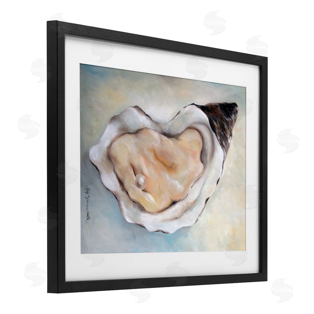 Mary Sparrow Luminescent Oyster Pearl Black Framed Print Under Glass with White Mat Wall Art