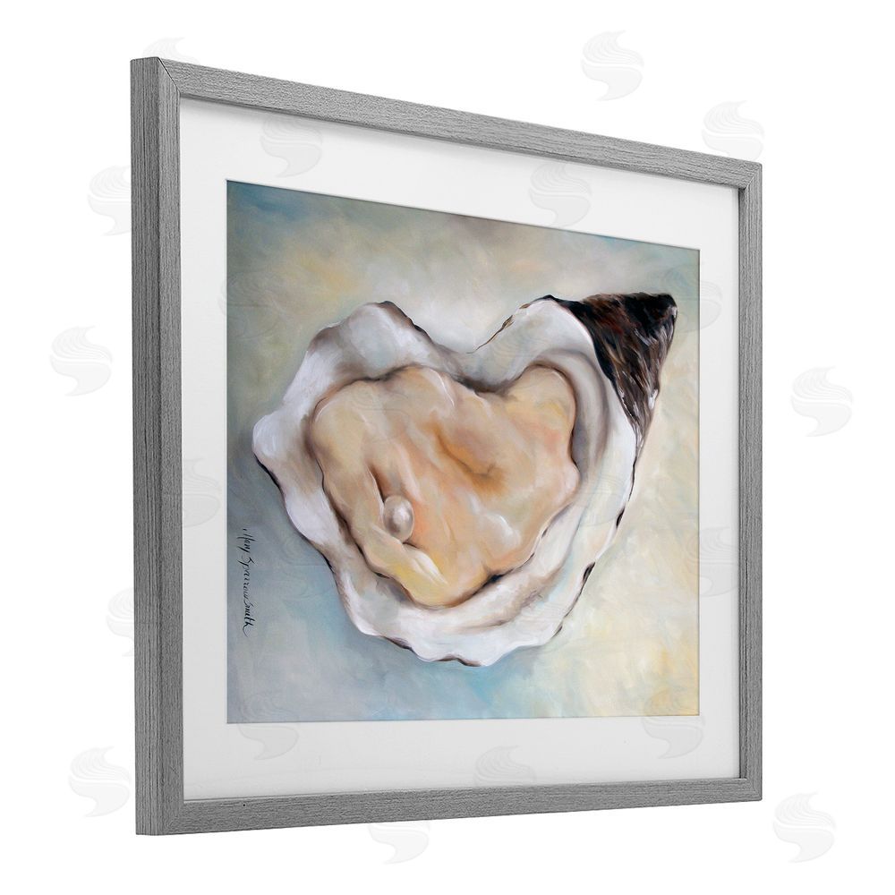 Mary Sparrow Luminescent Oyster Pearl Gray Framed Print Under Glass with White Mat Wall Art