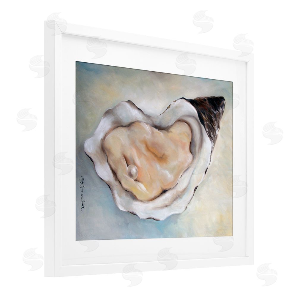 Mary Sparrow Luminescent Oyster Pearl White Framed Print Under Glass with Mat Wall Art