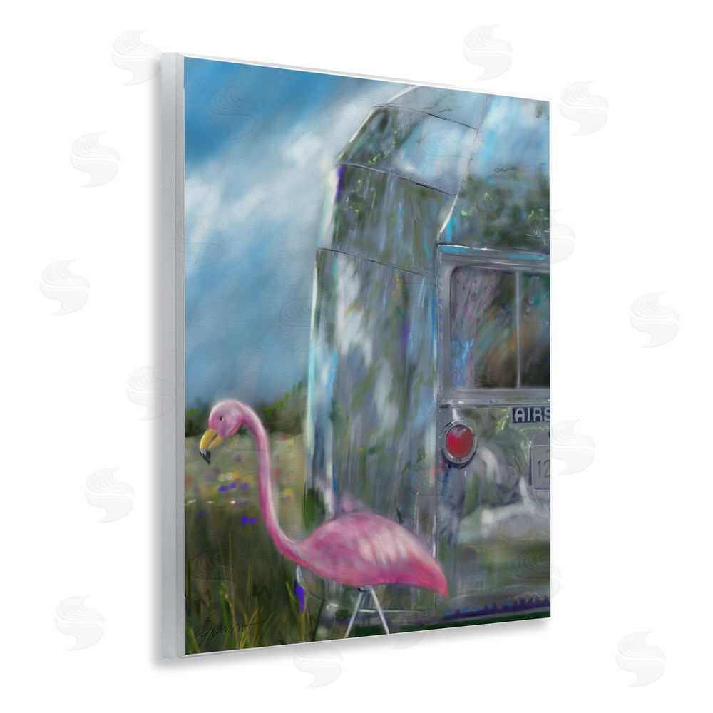 Mary Sparrow Happy Camper Flamingo Wall Plaque Art Print