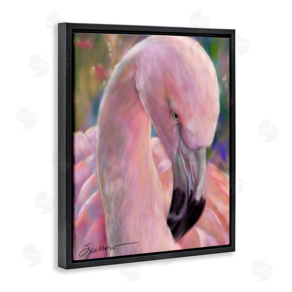Mary Sparrow Mingo The Flamingo Black Floating Frame Canvas Wall Art Print