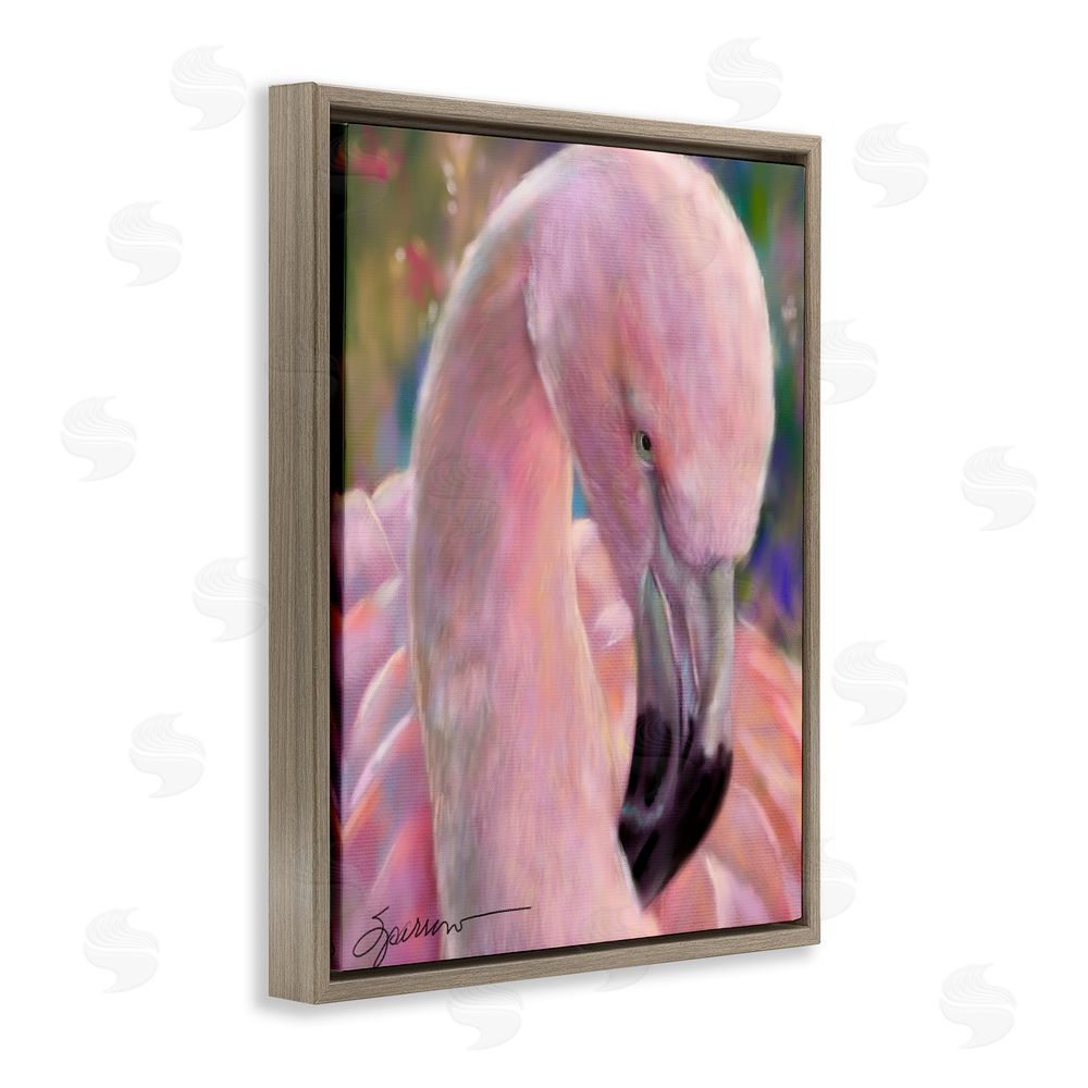 Mary Sparrow Mingo The Flamingo Brown Floating Frame Canvas Wall Art Print
