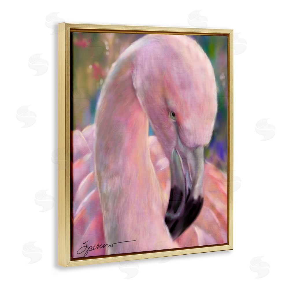 Mary Sparrow Mingo The Flamingo Gold Floating Frame Canvas Wall Art Print